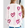 imageSaodimallsu Womens Oversized Heart Sweater Crew Neck Long Sleeve Knit Cute Valentines Pullover SweatersWhite Red