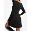 imageSaodimallsu Womens V Neck Sweater Dress Long Sleeve Color Block Button Knit Fall Slim Fit Bodycon Mini DressesBlack