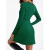 imageSaodimallsu Womens V Neck Sweater Dress Long Sleeve Color Block Button Knit Fall Slim Fit Bodycon Mini DressesGreen