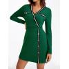 imageSaodimallsu Womens V Neck Sweater Dress Long Sleeve Color Block Button Knit Fall Slim Fit Bodycon Mini DressesGreen