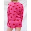 imageSaodimallsu Womens Valentines Day Pajama Set Hearts Print Lounge Sets Long Sleeve Sweater and Shorts 2 Piece OutfitsRose Red