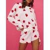 imageSaodimallsu Womens Valentines Day Pajama Set Hearts Print Lounge Sets Long Sleeve Sweater and Shorts 2 Piece OutfitsWhite