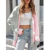 imageSaodimallsu Womens Heart Cardigan Sweaters Valentines Oversized Winter Color Block Button Up Cute Ribbed Sweater CoatsGrey