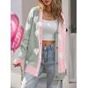 imageSaodimallsu Womens Heart Cardigan Sweaters Valentines Oversized Winter Color Block Button Up Cute Ribbed Sweater CoatsGrey