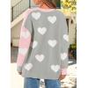 imageSaodimallsu Womens Heart Cardigan Sweaters Valentines Oversized Winter Color Block Button Up Cute Ribbed Sweater CoatsGrey