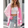 imageSaodimallsu Womens Heart Cardigan Sweaters Valentines Oversized Winter Color Block Button Up Cute Ribbed Sweater CoatsPink