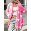 imageSaodimallsu Womens Heart Cardigan Sweaters Valentines Oversized Winter Color Block Button Up Cute Ribbed Sweater CoatsPink