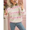 imageSaodimallsu Womens Heart Sweater Valentine Crew Neck Cute Ribbed Knit Loose Casual Pullover Sweaters TopsBeige