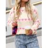 imageSaodimallsu Womens Heart Sweater Valentine Crew Neck Cute Ribbed Knit Loose Casual Pullover Sweaters TopsBeige