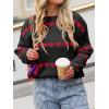 imageSaodimallsu Womens Heart Sweater Valentine Crew Neck Cute Ribbed Knit Loose Casual Pullover Sweaters TopsBlack