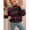 imageSaodimallsu Womens Heart Sweater Valentine Crew Neck Cute Ribbed Knit Loose Casual Pullover Sweaters TopsBlack