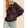 imageSaodimallsu Womens Heart Sweater Valentine Crew Neck Cute Ribbed Knit Loose Casual Pullover Sweaters TopsBlack