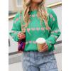 imageSaodimallsu Womens Heart Sweater Valentine Crew Neck Cute Ribbed Knit Loose Casual Pullover Sweaters TopsGreen