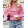 imageSaodimallsu Womens Heart Sweater Valentine Crew Neck Cute Ribbed Knit Loose Casual Pullover Sweaters TopsPink