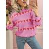 imageSaodimallsu Womens Heart Sweater Valentine Crew Neck Cute Ribbed Knit Loose Casual Pullover Sweaters TopsPink