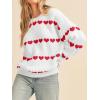 imageSaodimallsu Womens Heart Sweater Valentine Crew Neck Cute Ribbed Knit Loose Casual Pullover Sweaters TopsWhite