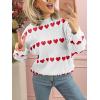 imageSaodimallsu Womens Heart Sweater Valentine Crew Neck Cute Ribbed Knit Loose Casual Pullover Sweaters TopsWhite