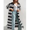 imageSaodimallsu Womens Striped Long Cardigans Open Front Color Block Long Sleeve Loose Knit Fall Duster Sweater CoatBlack