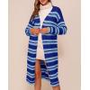 imageSaodimallsu Womens Striped Long Cardigans Open Front Color Block Long Sleeve Loose Knit Fall Duster Sweater CoatBlue