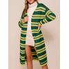 imageSaodimallsu Womens Striped Long Cardigans Open Front Color Block Long Sleeve Loose Knit Fall Duster Sweater CoatGreen