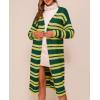 imageSaodimallsu Womens Striped Long Cardigans Open Front Color Block Long Sleeve Loose Knit Fall Duster Sweater CoatGreen