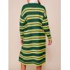 imageSaodimallsu Womens Striped Long Cardigans Open Front Color Block Long Sleeve Loose Knit Fall Duster Sweater CoatGreen