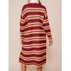 imageSaodimallsu Womens Striped Long Cardigans Open Front Color Block Long Sleeve Loose Knit Fall Duster Sweater CoatWine Red