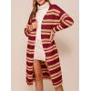 imageSaodimallsu Womens Striped Long Cardigans Open Front Color Block Long Sleeve Loose Knit Fall Duster Sweater CoatWine Red