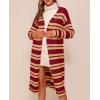 imageSaodimallsu Womens Striped Long Cardigans Open Front Color Block Long Sleeve Loose Knit Fall Duster Sweater CoatWine Red