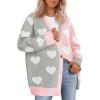 imageSaodimallsu Womens Heart Cardigan Sweaters Valentines Oversized Winter Color Block Button Up Cute Ribbed Sweater CoatsGrey