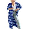 imageSaodimallsu Womens Striped Long Cardigans Open Front Color Block Long Sleeve Loose Knit Fall Duster Sweater CoatBlue