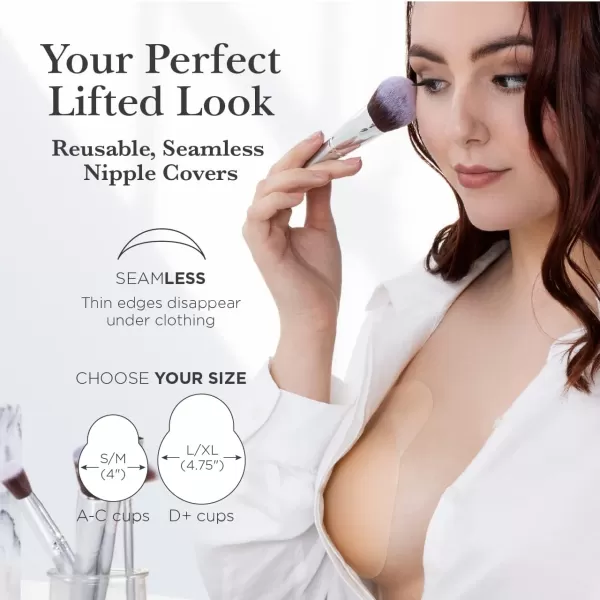 Nippies Nipple Cover  Sticky Adhesive Silicone Nipple Pasties  Reusable Pasty Nipple Covers for Women with Travel BoxHazelnut