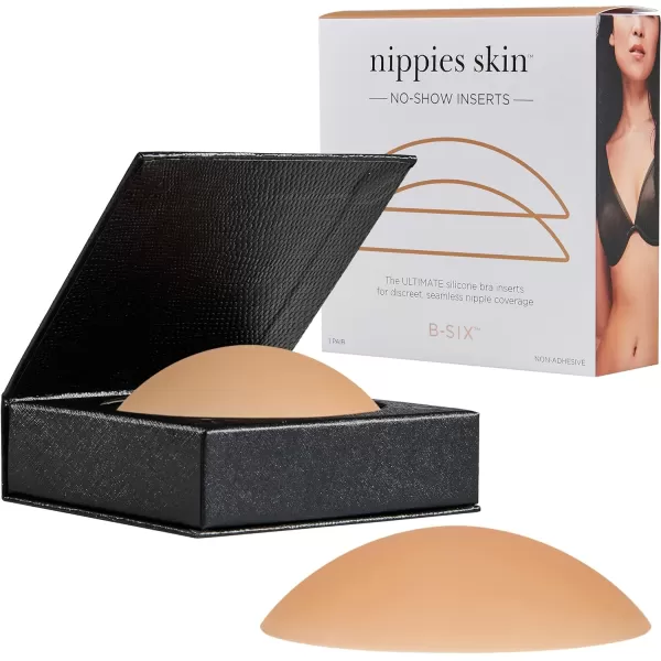 Nippies NonAdhesive Bra Liner Nipple Covers for Women  Reusable Silicone NoShow Inserts with Travel BoxCaramel