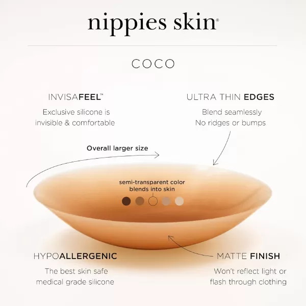 Nippies NonAdhesive Bra Liner Nipple Covers for Women  Reusable Silicone NoShow Inserts with Travel BoxCoco