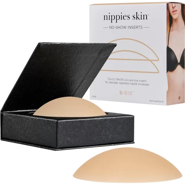 Nippies NonAdhesive Bra Liner Nipple Covers for Women  Reusable Silicone NoShow Inserts with Travel BoxCrme