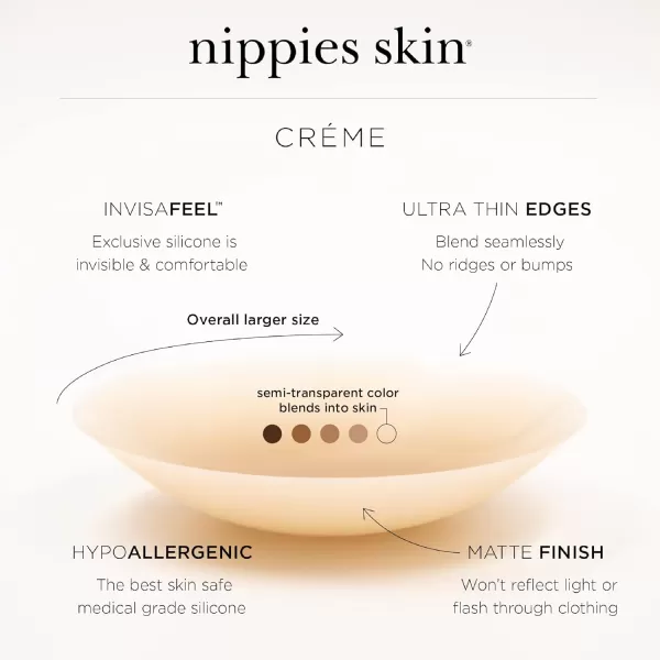 Nippies NonAdhesive Bra Liner Nipple Covers for Women  Reusable Silicone NoShow Inserts with Travel BoxCrme