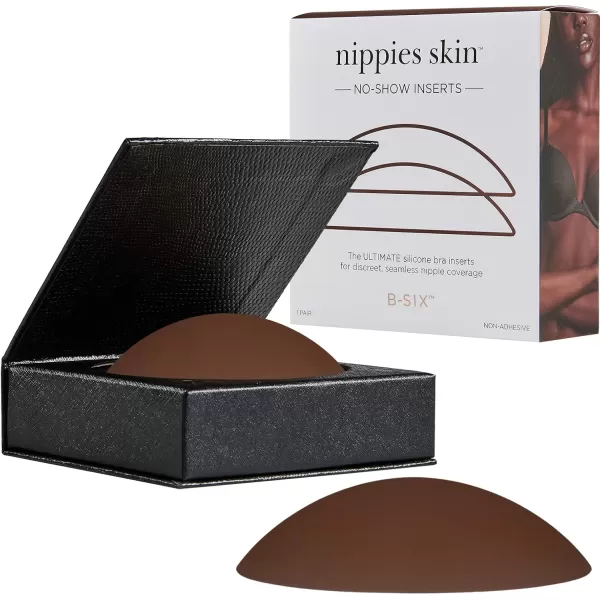 Nippies NonAdhesive Bra Liner Nipple Covers for Women  Reusable Silicone NoShow Inserts with Travel BoxEspresso