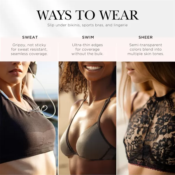 Nippies NonAdhesive Bra Liner Nipple Covers for Women  Reusable Silicone NoShow Inserts with Travel BoxHazelnut