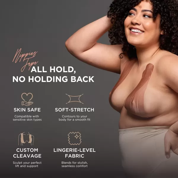 Nippies Precut Tape 12 Pieces  Boob Tape  Soft Stretch Skin Safe Custom Cleavage LingerieLevel SupportCaramel