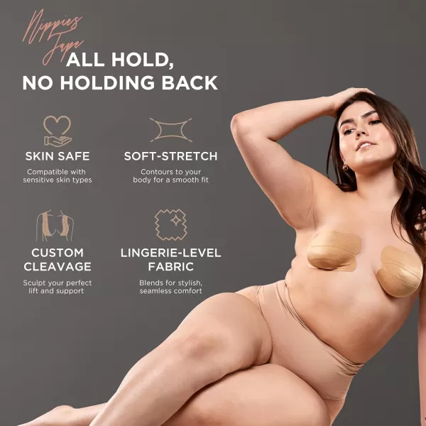 Nippies Precut Tape 12 Pieces  Boob Tape  Soft Stretch Skin Safe Custom Cleavage LingerieLevel SupportCrme
