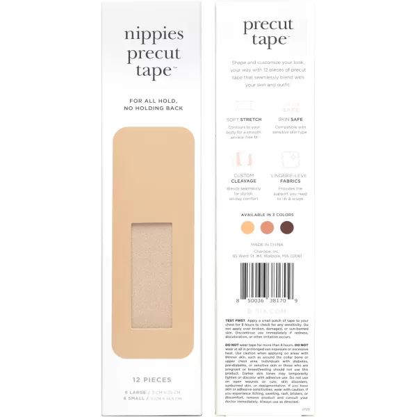 Nippies Precut Tape 12 Pieces  Boob Tape  Soft Stretch Skin Safe Custom Cleavage LingerieLevel SupportCrme