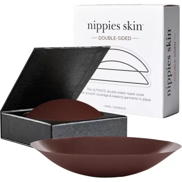 Nippies Nipple Cover  Sticky Adhesive Double Sided Silicone Nipple Pasties  Reusable Pasties for Women with Travel BoxEspresso