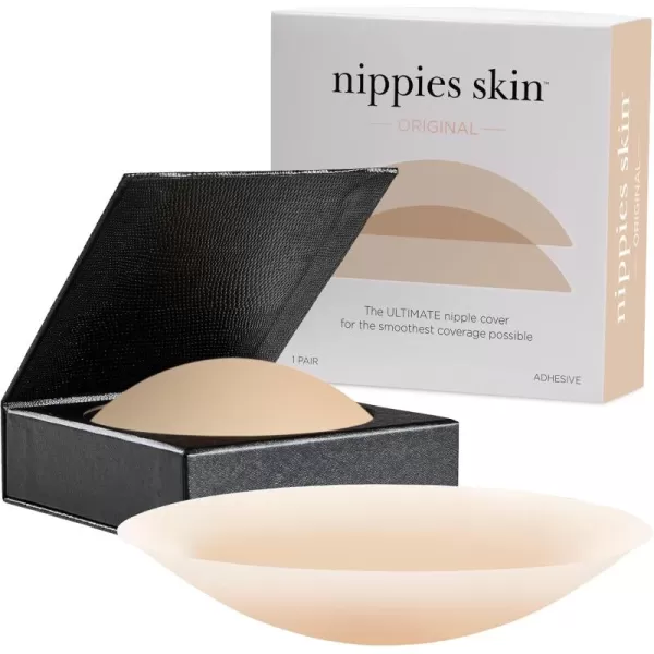 Nippies Nipple Cover  Sticky Adhesive Silicone Nipple Pasties  Reusable Pasty Nipple Covers for Women with Travel BoxCrme