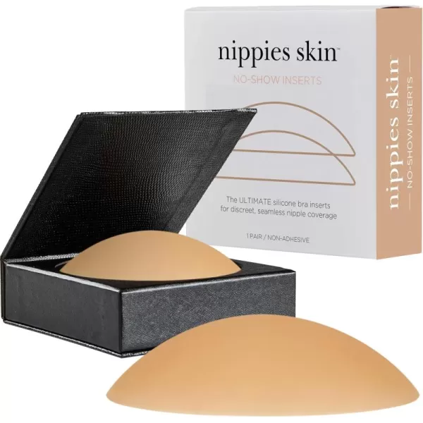 Nippies NonAdhesive Bra Liner Nipple Covers for Women  Reusable Silicone NoShow Inserts with Travel BoxCaramel