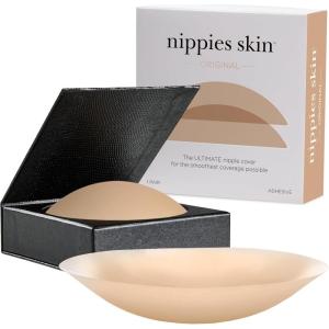 imageNippies Nipple Cover  Sticky Adhesive Silicone Nipple Pasties  Reusable Pasty Nipple Covers for Women with Travel BoxCircles Caramel