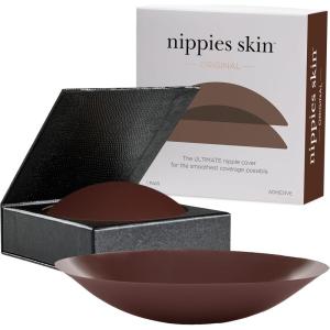 imageNippies Nipple Cover  Sticky Adhesive Silicone Nipple Pasties  Reusable Pasty Nipple Covers for Women with Travel BoxCircles Espresso