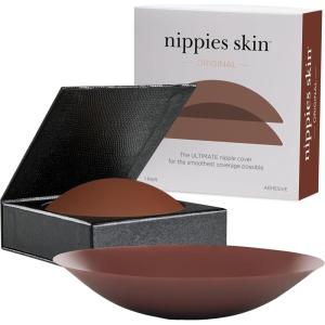 imageNippies Nipple Cover  Sticky Adhesive Silicone Nipple Pasties  Reusable Pasty Nipple Covers for Women with Travel BoxCircles Hazelnut