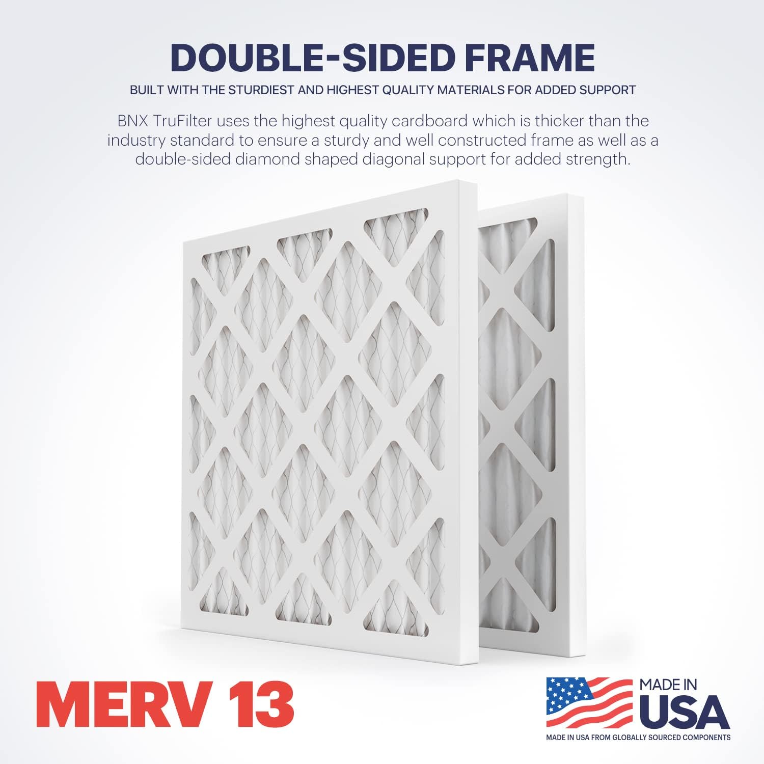 BNX TruFilter 10x10x1 Air Filter MERV 13 6Pack  MADE IN USA  Electrostatic Pleated Air Conditioner HVAC AC Furnace Filters for Allergies Pollen Mold Bacteria Smoke Allergen MPR 1900 FPR 1014x14x1 6Pack
