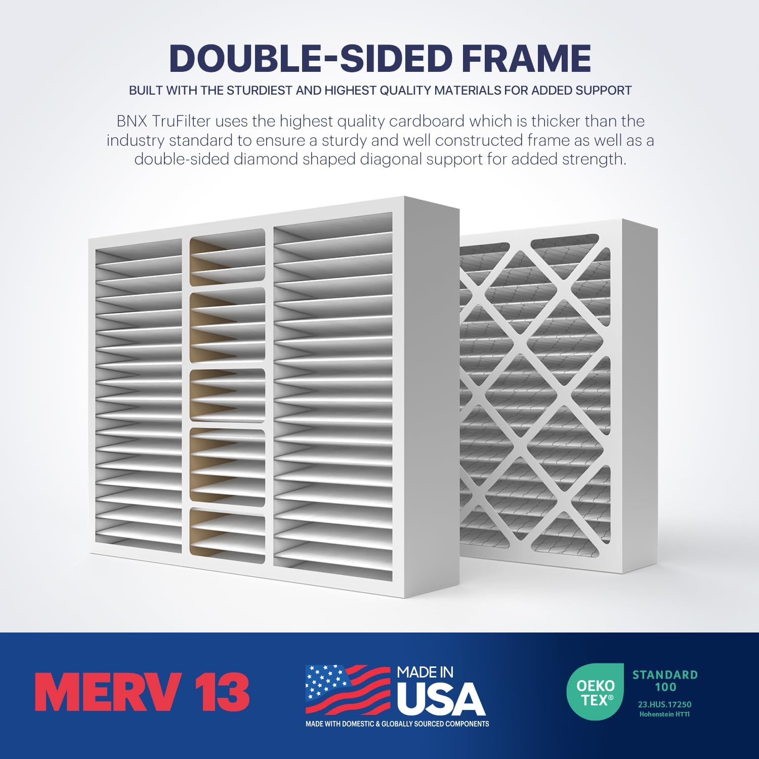 BNX TruFilter 10x10x1 Air Filter MERV 13 6Pack  MADE IN USA  Electrostatic Pleated Air Conditioner HVAC AC Furnace Filters for Allergies Pollen Mold Bacteria Smoke Allergen MPR 1900 FPR 1020x20x5 2Pack Honeywell Compatible