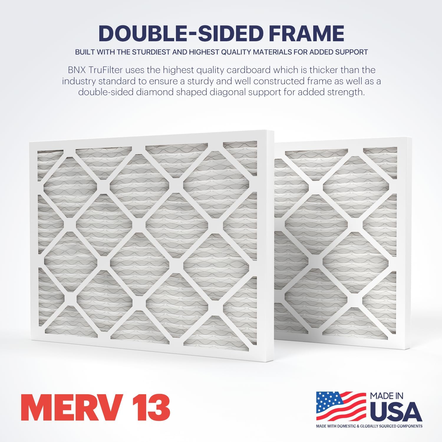 BNX TruFilter 10x10x1 Air Filter MERV 13 6Pack  MADE IN USA  Electrostatic Pleated Air Conditioner HVAC AC Furnace Filters for Allergies Pollen Mold Bacteria Smoke Allergen MPR 1900 FPR 1018x30x1 4Pack